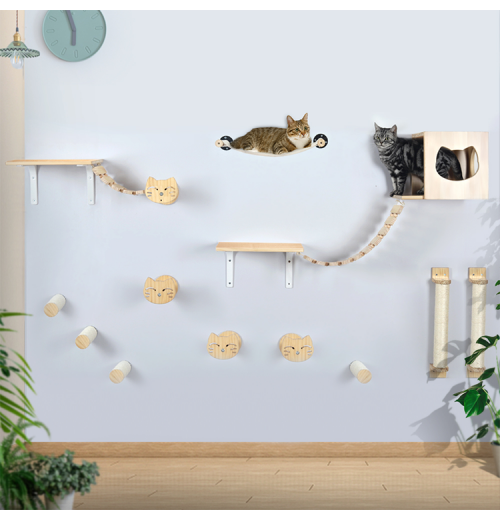 Wooden Cat Wall Shelves And Perches Set Floating Cats Wood Climb Furniture Cats Wall-mounted Playing Climber Set Wooden Cat Wall Shelves And Perches Set Floating Cats Wood Climb Furniture Cats Wall-mounted Playing Climber Set