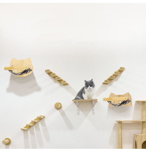 New Design Modern Wooden Sisal Rope Cat Furniture Tree Cat Climbing Track Wall Mounted Shelves Wood Cat Interactive Climbing Toy New Design Modern Wooden Sisal Rope Cat Furniture Tree Cat Climbing Track Wall Mounted Shelves Wood Cat Interactive Climbing Toy